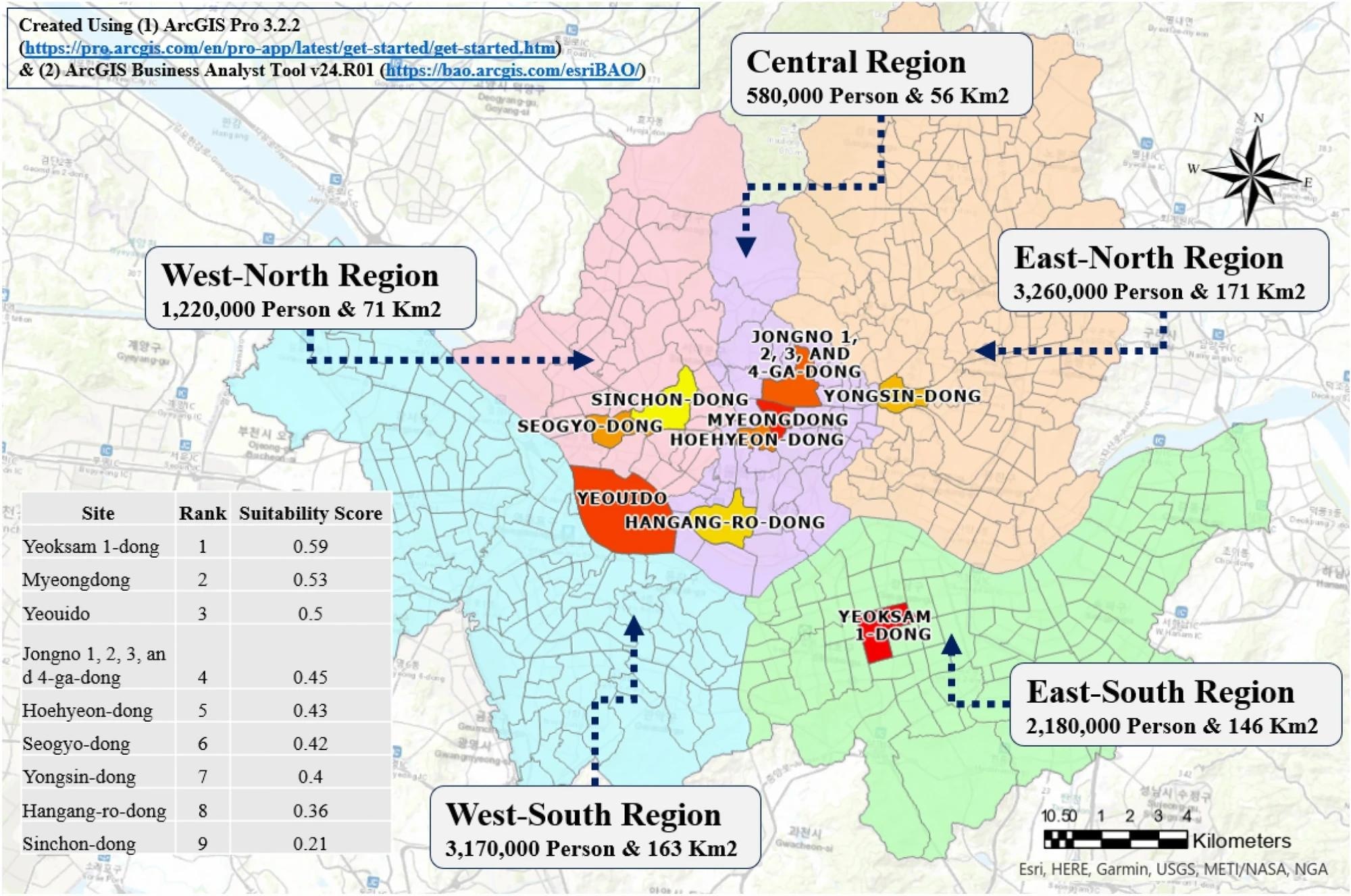GA selected sites along with suitability rankings and scores. Image Credit: https://www.nature.com/articles/s41598-024-62701-z