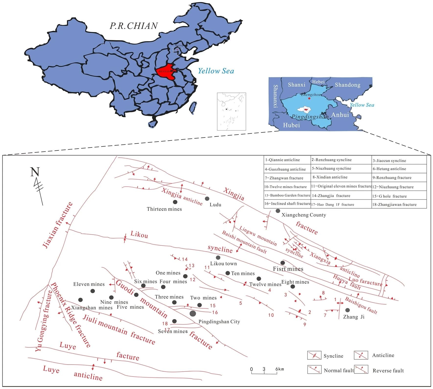 Geological structure map of Pingdingshan coalfield (the figure was drawn by MapGIS 6.7. Image Credit: https://www.nature.com/articles/s41598-024-62413-4