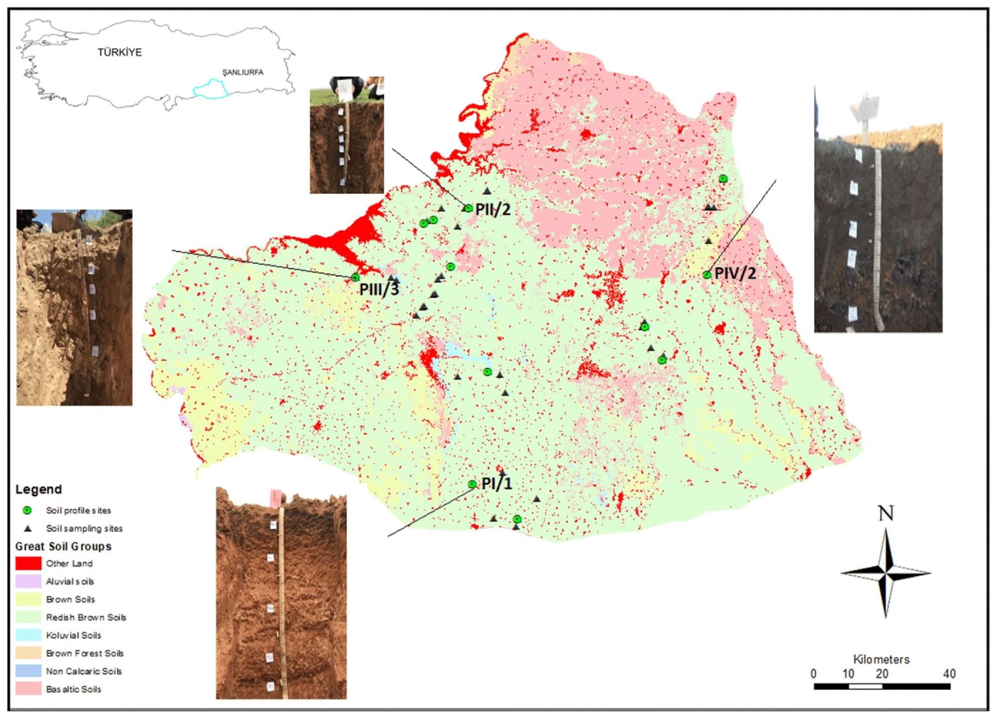 Study area (Sanliurfa), profiles, and soil-sampling locations. Image Credit: https://www.mdpi.com/1424-8220/24/16/5126