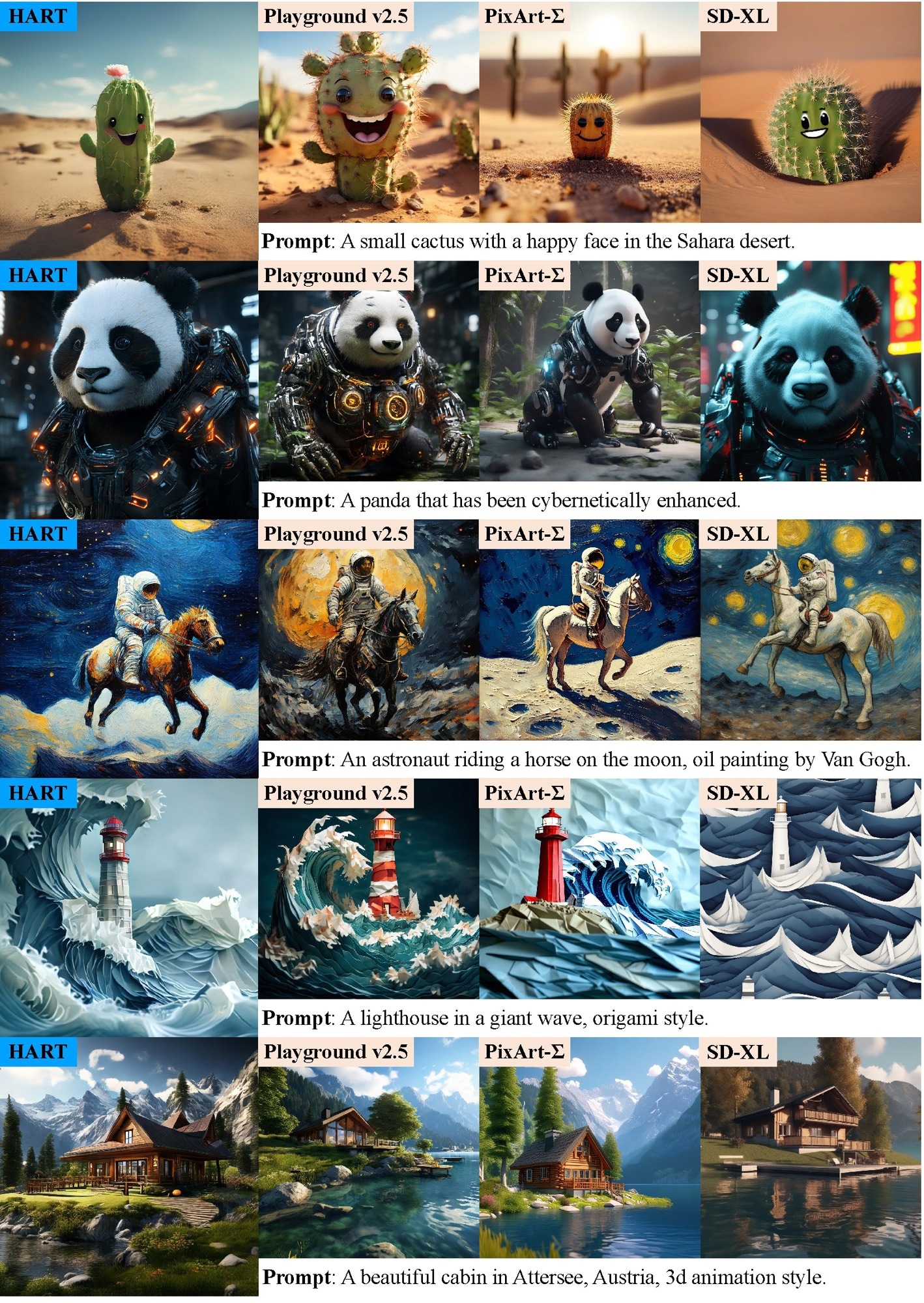 HART generates 1024px images with quality comparable to state-of-the-art diffusion models such as Playground v2.5 (Li et al., 2024a), PixArt-Σ (Chen et al., 2024a), and SDXL (Podell et al., 2023) while being 4.6-5.6× faster.