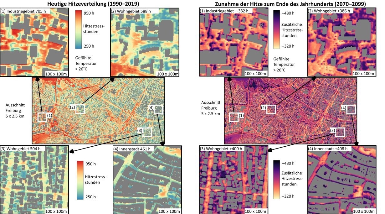 Using a deep learning model, researchers predict an increase of the heat stress during daytime in cities until the end of the century, compared to today. (Photo: Ferdinand Briegel, KIT)